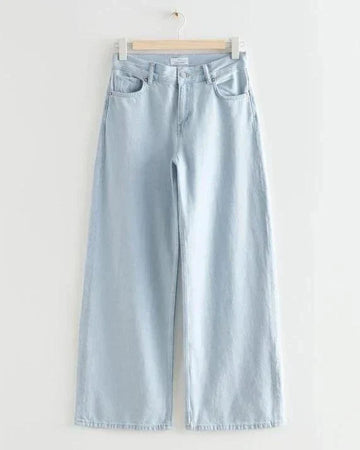Plain Wide Leg Jeans - Sky Blue